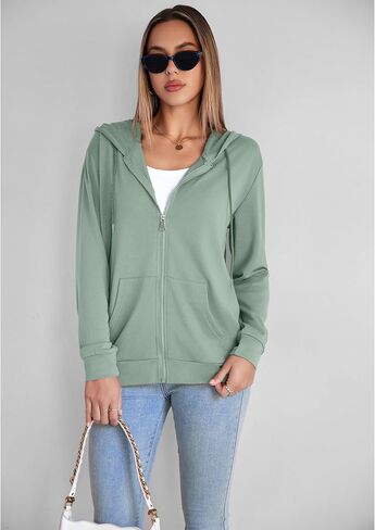 Womens Zip Up Hoodies Long Sleeve Hooded Sweatshirts Y2K Fall Fashion Clothes Casual Trendy Jacket in Saudi Arabia