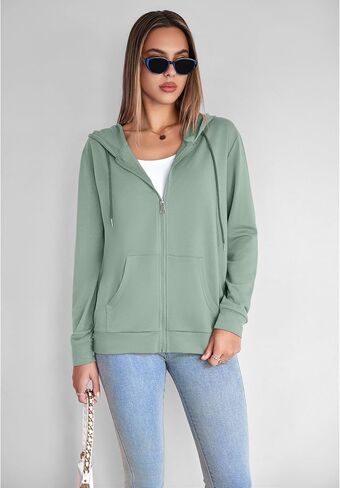 Womens Zip Up Hoodies Long Sleeve Hooded Sweatshirts Y2K Fall Fashion Clothes Casual Trendy Jacket in Saudi Arabia