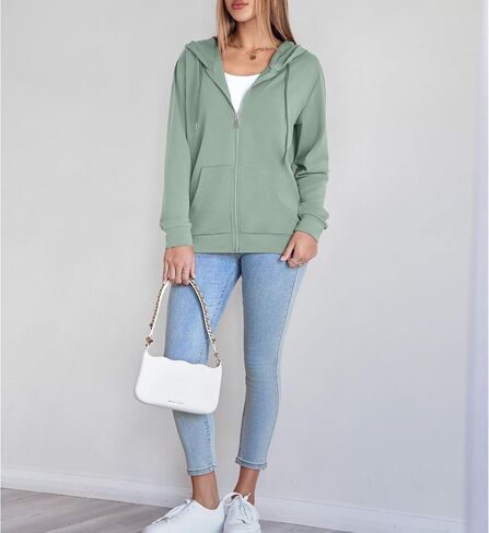 Womens Zip Up Hoodies Long Sleeve Hooded Sweatshirts Y2K Fall Fashion Clothes Casual Trendy Jacket in Saudi Arabia