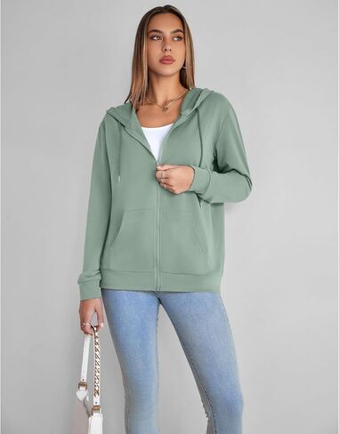 Womens Zip Up Hoodies Long Sleeve Hooded Sweatshirts Y2K Fall Fashion Clothes Casual Trendy Jacket in Saudi Arabia