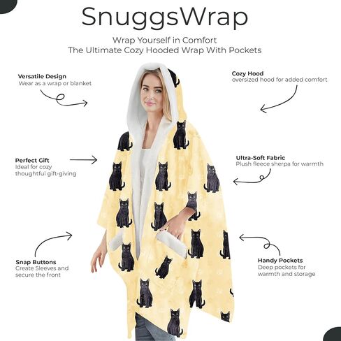 Cozy Sherpa Snugg Wrap for Women - Soft Fleece Blanket Hoodie - 32 Dog and Cat Breeds - Warm Lightweight Gift for Pet Lovers in Saudi Arabia