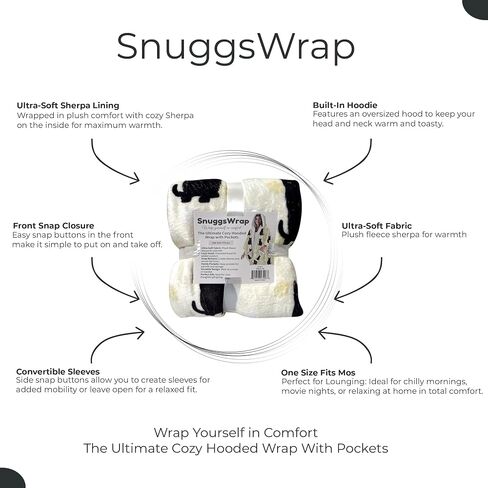 Cozy Sherpa Snugg Wrap for Women - Soft Fleece Blanket Hoodie - 32 Dog and Cat Breeds - Warm Lightweight Gift for Pet Lovers in Saudi Arabia