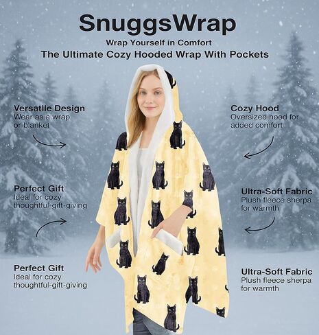 Cozy Sherpa Snugg Wrap for Women - Soft Fleece Blanket Hoodie - 32 Dog and Cat Breeds - Warm Lightweight Gift for Pet Lovers in Saudi Arabia