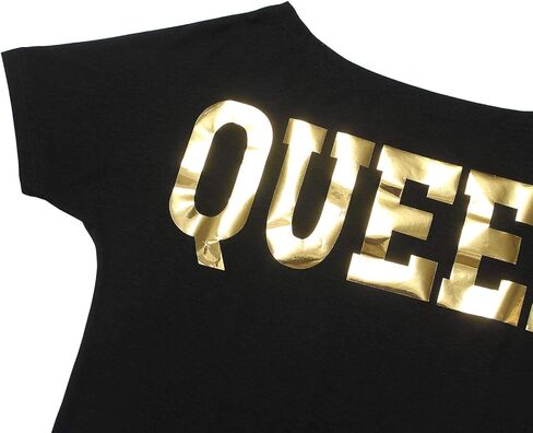 PESION Women Off The Shoulder Tops Sexy Shiny Metallic Shirts Short Sleeves Fashion Graphic T-Shirts Blouses in Kuwait