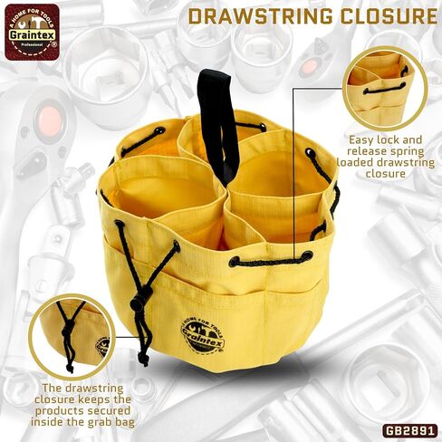 Graintex GB2890 Grab Bag Orange Color Rip-stop Canvas 18 Pockets Drawstring Closure in Saudi Arabia