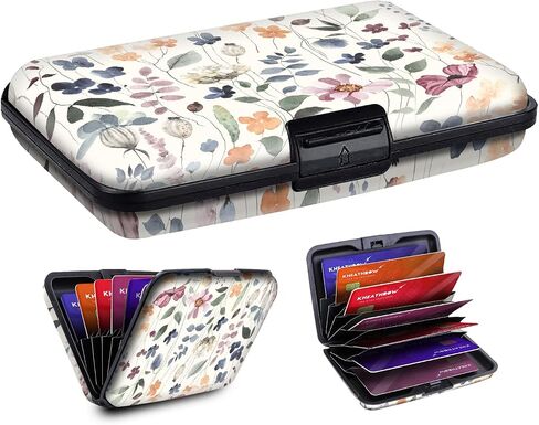 حامل بطاقة ائتمان مصغرة RFID الألومنيوم للنساء الرجال ، حافظة بطاقة شديدة الأعمال ، CATTER CARD Wallet ID CASE لطيف الأزهار in Kuwait