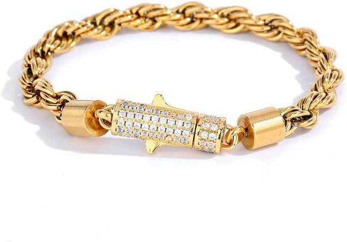 18K gold unisex style men and women's same style 6mm inlaid moissanite spring buckle Cuban couple bracelet in Saudi Arabia
