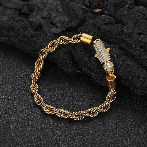 18K gold unisex style men and women's same style 6mm inlaid moissanite spring buckle Cuban couple bracelet in Saudi Arabia