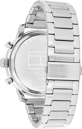Tommy Hilfiger Men's Sporty Watch – Quartz Multifunction, Stainless Steel Case, Sunray Dial with Stick Indexes and CD-Textured Sub-Eyes, Oversized Crown, Link Bracelet – Gift for Him in Saudi Arabia