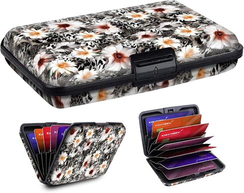 حامل بطاقة ائتمان مصغرة RFID الألومنيوم للنساء الرجال ، حافظة بطاقة شديدة الأعمال ، CATTER CARD Wallet ID CASE لطيف الأزهار in Kuwait