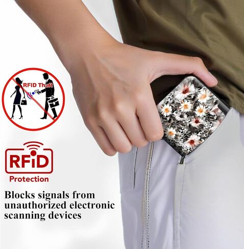 حامل بطاقة ائتمان مصغرة RFID الألومنيوم للنساء الرجال ، حافظة بطاقة شديدة الأعمال ، CATTER CARD Wallet ID CASE لطيف الأزهار in Kuwait