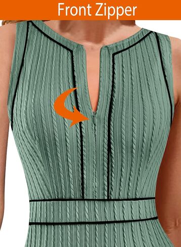 VFSHOW Womens 2025 Work Business Office Dresses Crew Neck Front Zipper Church Slimming Pencil Sheath Dress in Saudi Arabia