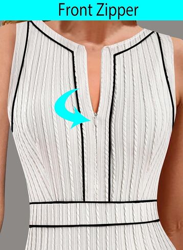 VFSHOW Womens 2025 Work Business Office Dresses Crew Neck Front Zipper Church Slimming Pencil Sheath Dress in Saudi Arabia