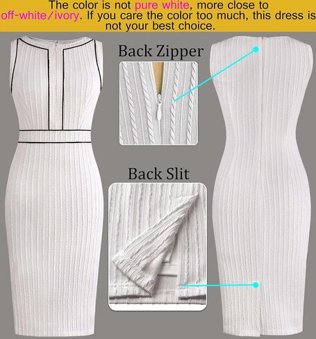 VFSHOW Womens 2025 Work Business Office Dresses Crew Neck Front Zipper Church Slimming Pencil Sheath Dress in Saudi Arabia