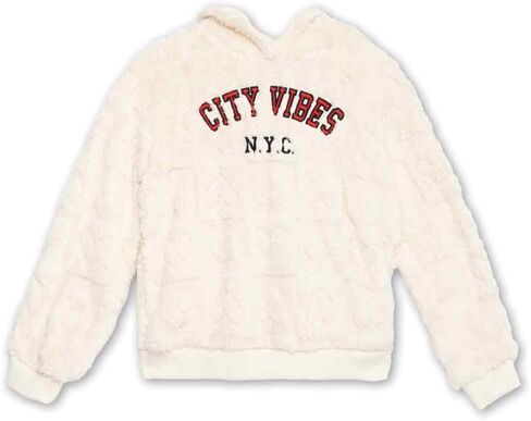 Speechless Girls' Long Sleeve Faux Fur Boxy Hoodie in Saudi Arabia