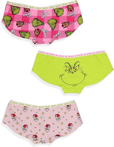 MJC Dr Seuss The Grinch Women's 3-Pack Allover Character Designs Underwear Panties Boyshorts in Saudi Arabia