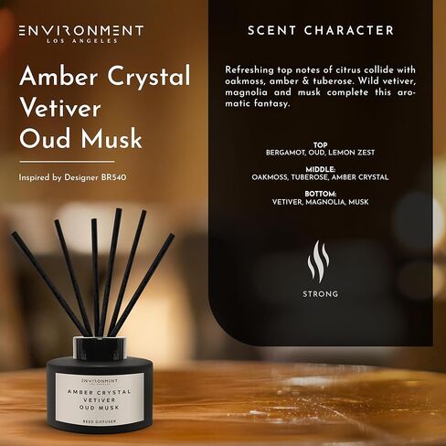 ENVIRONMENT Inspired by Designer TF Oud Wood Reed Diffuser, 200ml Luxury Scented Aromatherapy (Oud Wood | Guaiac Wood | Cedar) Reed Diffusers for Home, Diffusing Oil Fragrance, Home Fragrance Products in Kuwait