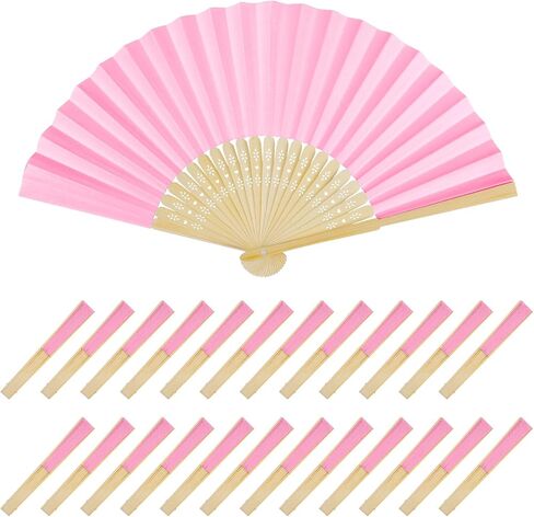 WYTAOHZL 24PCS Pink Paper Fans Handheld Folding Fans Paper Hand Fan Handheld Fan Paper Folded Fan Wedding Fans for Wedding Party Baby Shower in Saudi Arabia