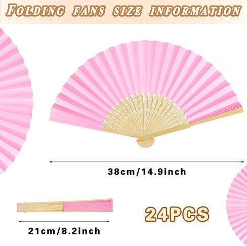WYTAOHZL 24PCS Pink Paper Fans Handheld Folding Fans Paper Hand Fan Handheld Fan Paper Folded Fan Wedding Fans for Wedding Party Baby Shower in Saudi Arabia