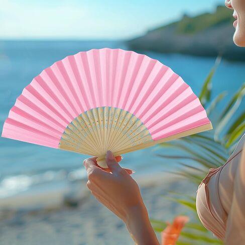WYTAOHZL 24PCS Pink Paper Fans Handheld Folding Fans Paper Hand Fan Handheld Fan Paper Folded Fan Wedding Fans for Wedding Party Baby Shower in Saudi Arabia