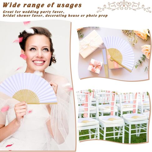 Wytaohzl 24pcs الورق الوردي المشجعين محمولة مراوح قابلة للطي. الورق مروحة يدوية مروحة مروحة مروحة مطوية معجبي مروحة الحفلات لحفل الزفاف دش الطفل in Kuwait