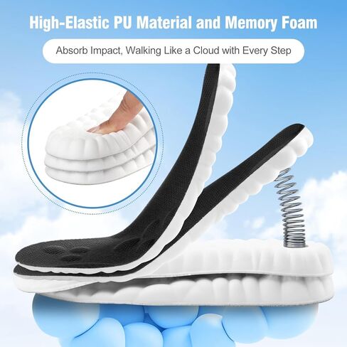 4D Cloud Soles for Men - Soft Memory Foam Cushioning Cloud Insoles - Ultra Comfort Trim to Fit Steppers Insoles with Arch Support for Foot Pain Relief and Fatigue Reduction(US M 7.5-10.5) in Kuwait
