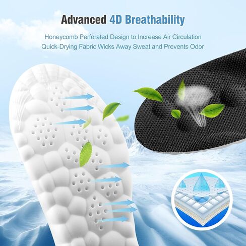 4D Cloud Soles for Men - Soft Memory Foam Cushioning Cloud Insoles - Ultra Comfort Trim to Fit Steppers Insoles with Arch Support for Foot Pain Relief and Fatigue Reduction(US M 7.5-10.5) in Kuwait