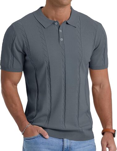 Sailwind Mens Knit Polo Shirts Short Sleeve Ribbed Textured Polo Shirt Casual Golf Shirts Collared T Shirt in Saudi Arabia