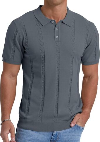 Sailwind Mens Knit Polo Shirts Short Sleeve Ribbed Textured Polo Shirt Casual Golf Shirts Collared T Shirt in Saudi Arabia