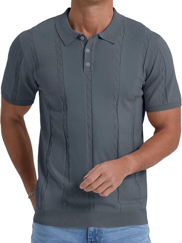 Sailwind Mens Knit Polo Shirts Short Sleeve Ribbed Textured Polo Shirt Casual Golf Shirts Collared T Shirt in Saudi Arabia