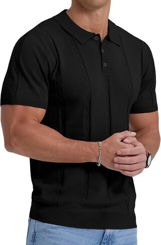 Sailwind Mens Knit Polo Shirts Short Sleeve Ribbed Textured Polo Shirt Casual Golf Shirts Collared T Shirt in Saudi Arabia
