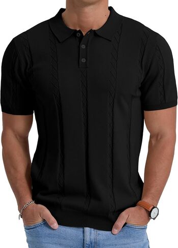 Sailwind Mens Knit Polo Shirts Short Sleeve Ribbed Textured Polo Shirt Casual Golf Shirts Collared T Shirt in Saudi Arabia