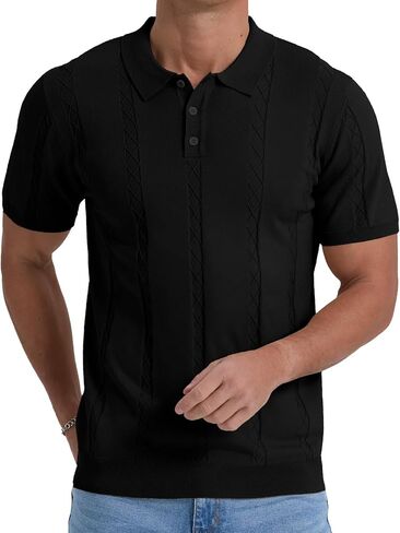 Sailwind Mens Knit Polo Shirts Short Sleeve Ribbed Textured Polo Shirt Casual Golf Shirts Collared T Shirt in Saudi Arabia