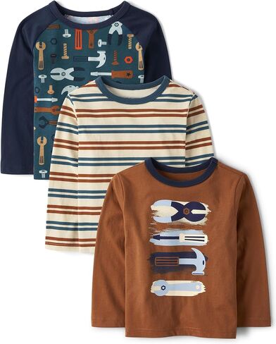 The Children's Place Baby Boys' and Toddler Long Sleeve Shirts 3-Pack in Saudi Arabia