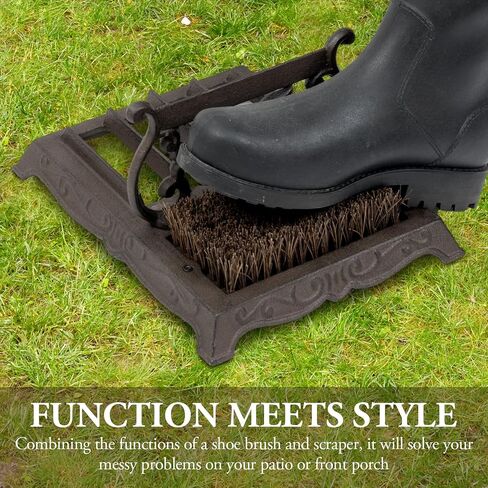 MyGift Cast Iron Boot Scraper and Scrubber Doormat, Heavy Duty Rustic Vintage Dark Brown Shoe Brush, Mud Puller Footwear Cleaner Outdoor in Saudi Arabia