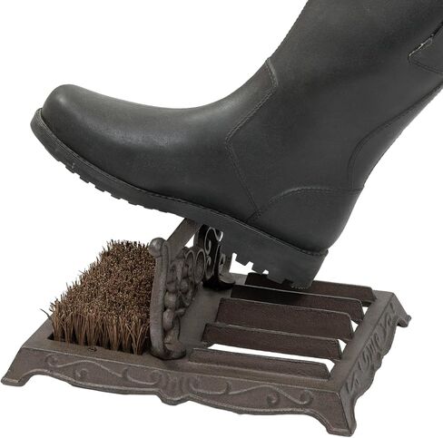 MyGift Cast Iron Boot Scraper and Scrubber Doormat, Heavy Duty Rustic Vintage Dark Brown Shoe Brush, Mud Puller Footwear Cleaner Outdoor in Saudi Arabia
