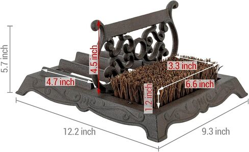 MyGift Cast Iron Boot Scraper and Scrubber Doormat, Heavy Duty Rustic Vintage Dark Brown Shoe Brush, Mud Puller Footwear Cleaner Outdoor in Saudi Arabia