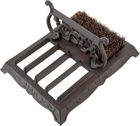 MyGift Cast Iron Boot Scraper and Scrubber Doormat, Heavy Duty Rustic Vintage Dark Brown Shoe Brush, Mud Puller Footwear Cleaner Outdoor in Saudi Arabia