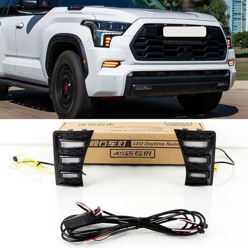 DRL LED Daytime running Light Front Bumper Fog Lamp Replacement Compatible With 2023 Toyota Sequoia with Sequential Switchback Amber Turn Signal light in Saudi Arabia