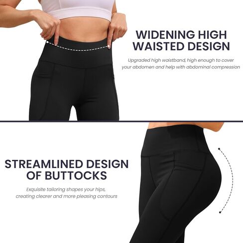 Women's Yoga Pants Flare Leggings High Waist Tummy Stretchy Pant with Pockets for Yoga, Gym, Daily in Saudi Arabia