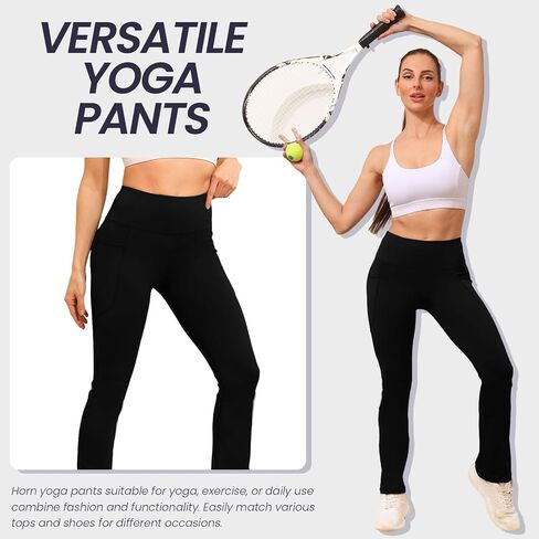 Women's Yoga Pants Flare Leggings High Waist Tummy Stretchy Pant with Pockets for Yoga, Gym, Daily in Saudi Arabia
