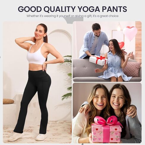 Women's Yoga Pants Flare Leggings High Waist Tummy Stretchy Pant with Pockets for Yoga, Gym, Daily in Saudi Arabia