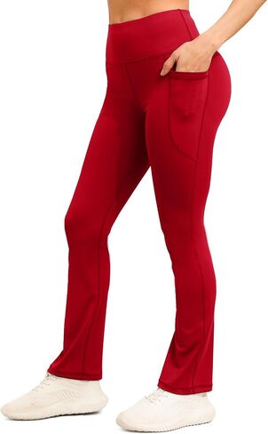 Women's Yoga Pants Flare Leggings High Waist Tummy Stretchy Pant with Pockets for Yoga, Gym, Daily in Saudi Arabia