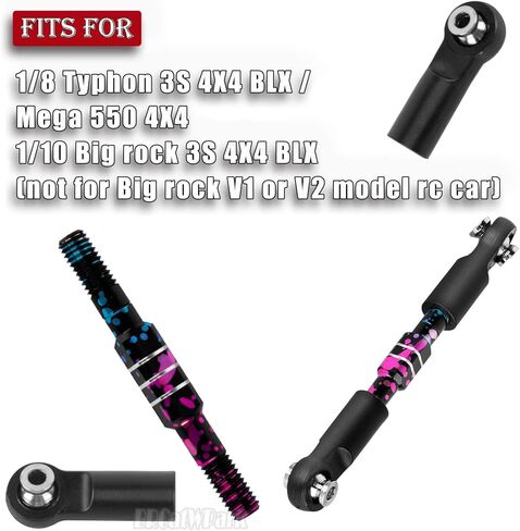 RC Adjustable Turnbuckles Camber Links Upgrades Part for 1/8 Typhon 3S V3 4WD BLX/Mega 550 1/10 Big Rock 3S V3 4WD BLX,Colorful (Mismatch Big Rock V1 or V2 Model rc car) in Kuwait