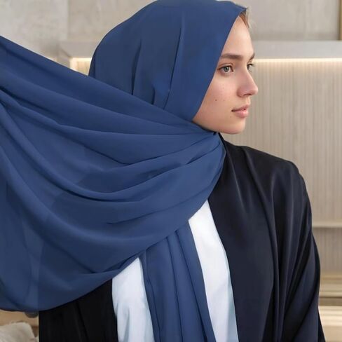 5pcs وشاح رأس الشيفون الحجاب للنساء شاولات شيفون شيفون طويلة ولفات خفيفة الوزن مع صندوق الهدايا in Saudi Arabia