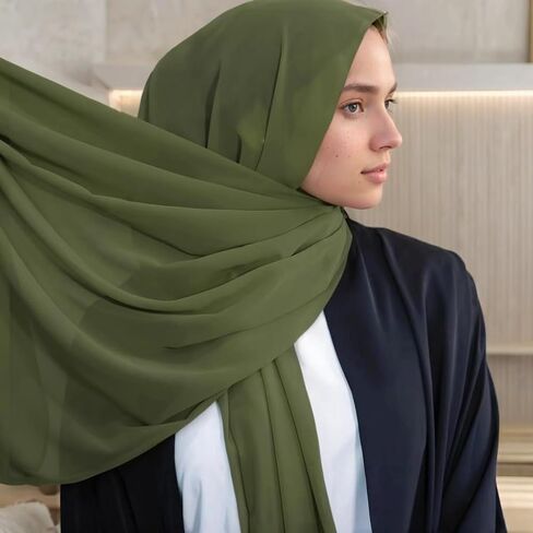 5pcs وشاح رأس الشيفون الحجاب للنساء شاولات شيفون شيفون طويلة ولفات خفيفة الوزن مع صندوق الهدايا in Saudi Arabia