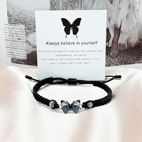 CJIAYUJEW Always believe in yourself Butterfly Bracelet, Cute Butterfly Charm Bracelets Matching Bracelet Friendship Couple Bracelets in Saudi Arabia