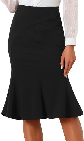 Allegra K Women's High Weist Flare Hend Lelegant Work Midi Fishtail Skirt in Kuwait
