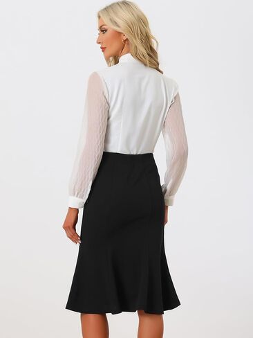 Allegra K Women's High Weist Flare Hend Lelegant Work Midi Fishtail Skirt in Kuwait