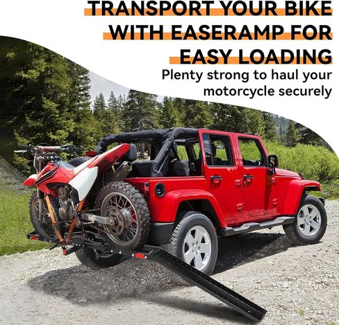 Steel Dirt Bike Hitch Hauler with Ramp,Dirt Bike Carrier Hitch Mount，Motorcycle Hitch Carrier with Ratchet Straps & Stabilizer for E-Bikes,Mountain Bikes, in Saudi Arabia